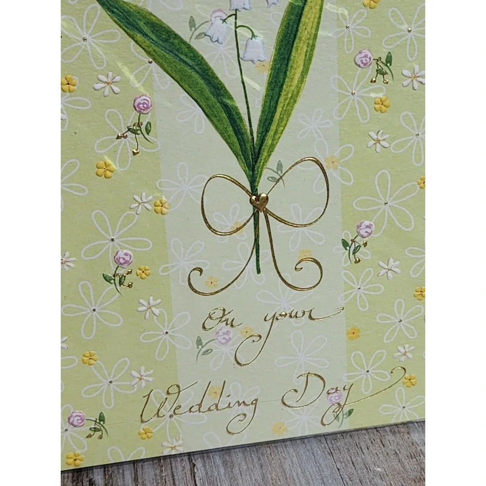 Papyrus RARE Turnowsky Embossed Floral Wedding Card Foiled Gold Trimmed